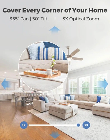 Reolink E1 Zoom Wireless Indoor PTZ Smart Security Camera, 8MP 4K, White - WCEZ8MP05PTAFW