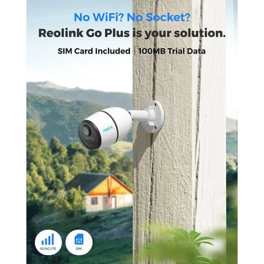 Reolink Go Plus 2K 4MP 4G LTE Outdoor Wireless Battery & Solar Security Camera 10× Digital Zoom, White - B4GB2K01