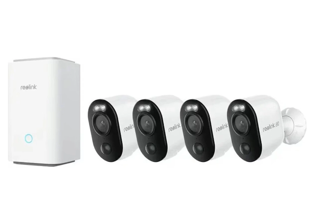 Reolink Home Hub Wireless WiFi Indoor 4× Argus 3 Ultra 4K 8MP Battery Security Camera Kit with Solar Panel, White - BWS4KC01W64-4