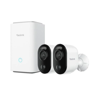 Reolink Home Hub Wireless WiFi Indoor & Outdoor 2× Argus 3E 2K 3MP Battery Security Camera Kit with 64GB Storage & Solar Panel, White - BWS2KC0164-2