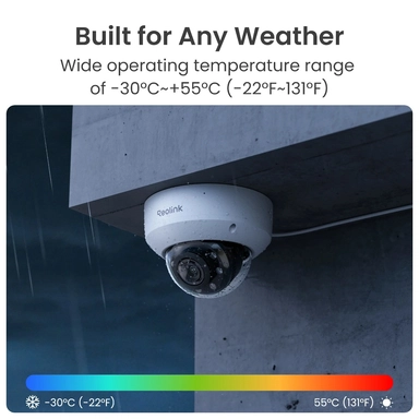 Reolink RP-PCV8MZ Wired PoE Outdoor Vandal-Proof Dome Security Camera, 4K 8MP, 5× Optical Zoom, White - PCRPD4K02