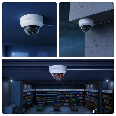 Reolink RP-PCV8MZ Wired PoE Outdoor Vandal-Proof Dome Security Camera, 4K 8MP, 5× Optical Zoom, White - PCRPD4K02