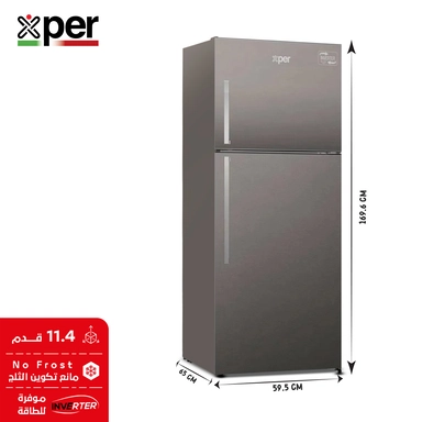 Xper Top Freezer Refrigerator, Steel, 11.4 cu.ft, Inverter, RFXP440SINV