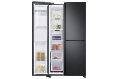 Samsung Refrigerator 3 Doors 28.5CFT,806 liters, Water Dispenser, LED Light, Black Matte, RS80T5190B4C