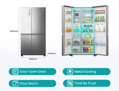 ثلاجة هايسنس دولابي بابين 22.5 قدم RS86W2NSQ