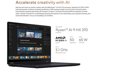 أسوس رايزن AI 9 HX 370 RTX™ 4050 32GB 1TB SSD 13.3" W11 أسود
