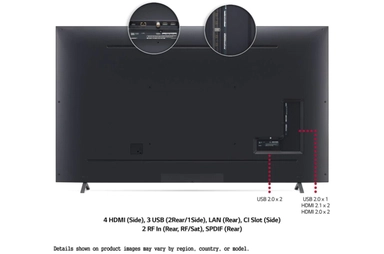 سلسلة تلفزيون LG UHD 4K‏ 82 بوصة UP80، بتصميم شاشة السينما الرائع وتقنية Cinema HDR ونظام تشغيل WebOS بالإضافة إلى تقنية Smart AI ThinQ, 82UP8050PVB