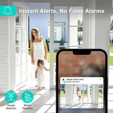 بوتسلاب، كاميرا داخلية آمنة بزاوية 360 درجة، لحماية المنزل، ابيض