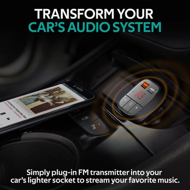 Promate Bluetooth v5 Car FM Modulator Charger 3 Ports Black