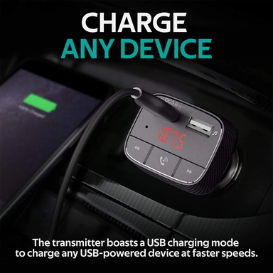 Promate Bluetooth v5 Car FM Modulator Charger 3 Ports Black