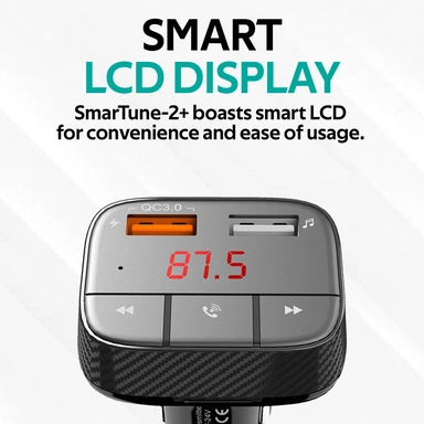 Promate Bluetooth v5 Car FM Modulator Charger 3 Ports Black
