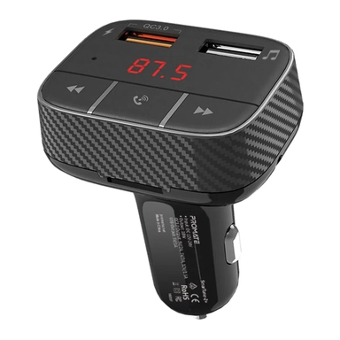 Promate Bluetooth v5 Car FM Modulator Charger 3 Ports Black