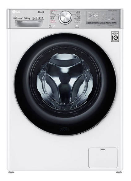 LG Front Load Washer-Dryer 12 KG, 8 KG, White, WSV1208WHT