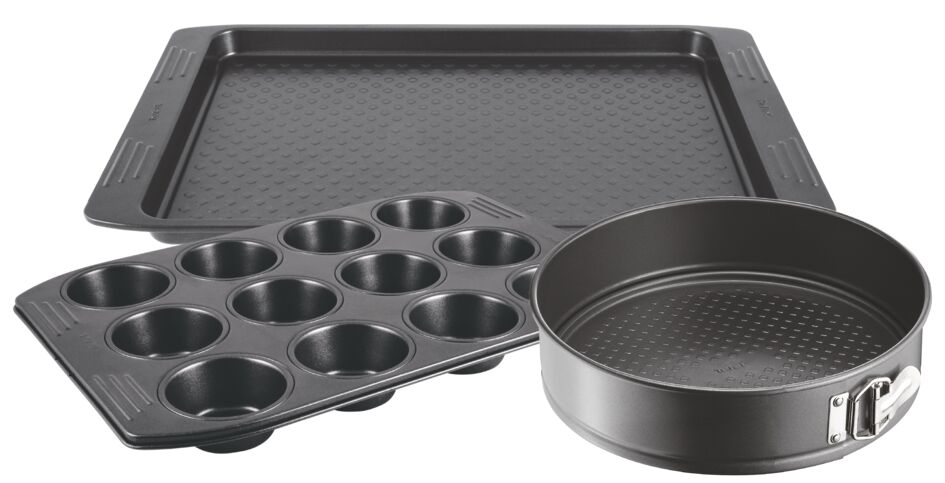 Tefal Bakeware Set, 3 Pieces, Black - J162S385