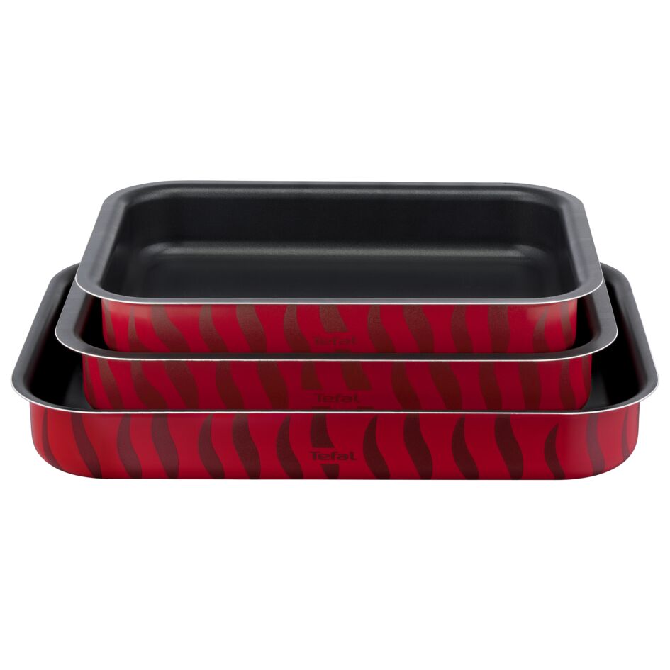 Tefal Bakeware Set, 3 Pieces, Red and Black - J5715482