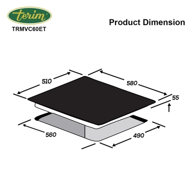 سطح تيرم 58 سم 4 عيون كهرباء سيراميك أسود إيطالي TRMVC60ET