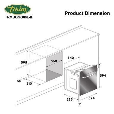 فرن تيرم بلت إن كهرباء59.4سم 4وظائف إيطالي استيلTRMBOGG60E4F