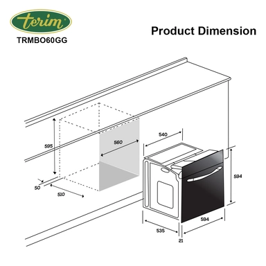 فرن تيرم بلت ان 59.4 سم غاز امان كامل إيطالي استيل TRMBO60GG