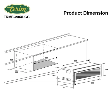 فرن تيرم بلت ان 89.5 سم غاز امان كامل إيطالي استيل TRMBO90XLGG