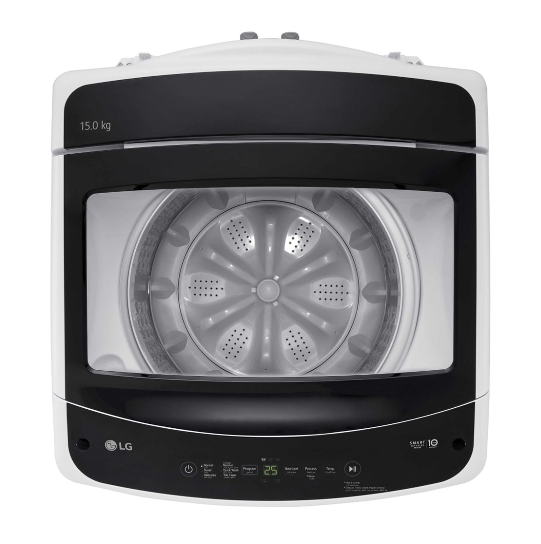 غسالة إل جي إنفرترتعبيئة علوية، 15 كجم، أبيض – WTBV15BNW