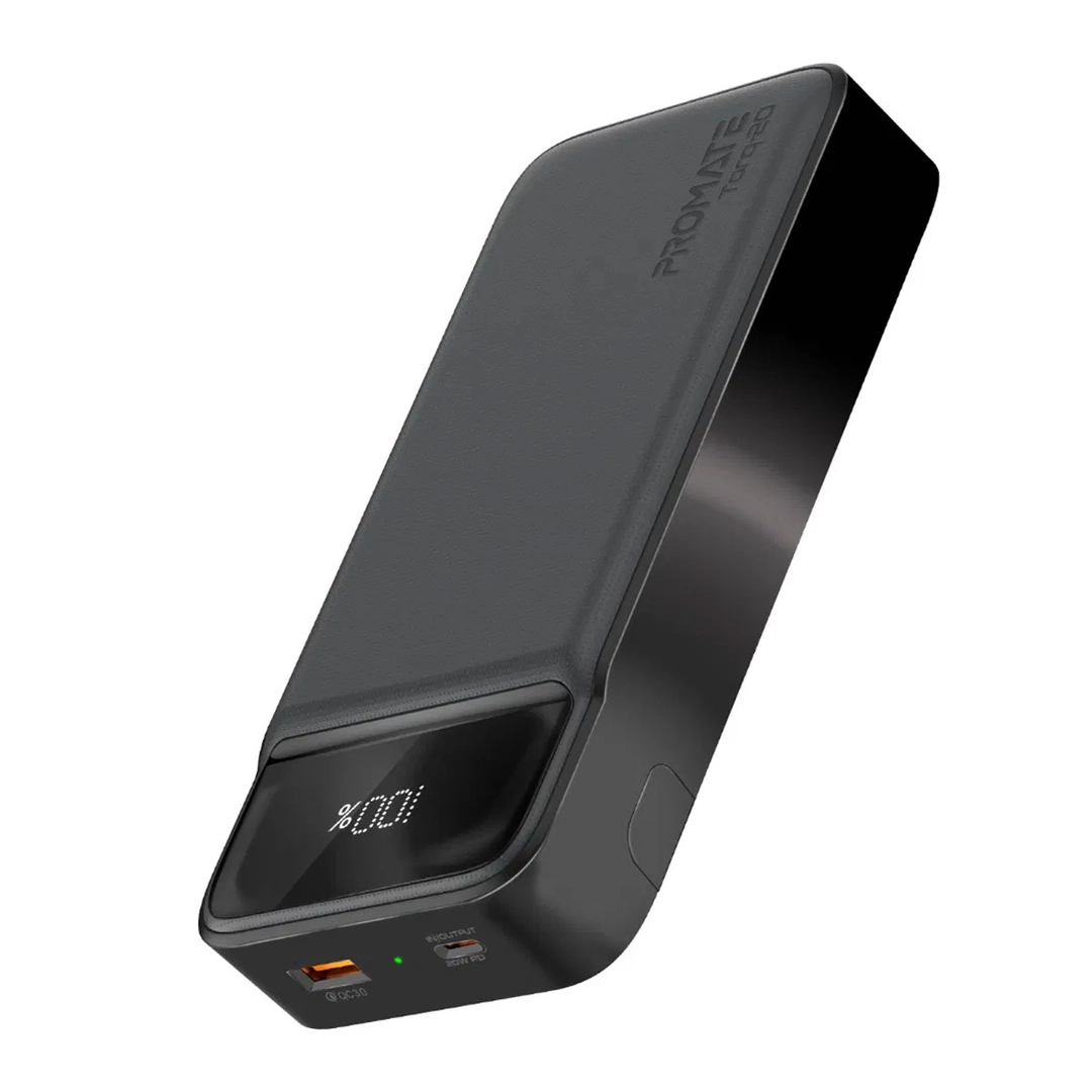 Promate 20000mAh Slim PowerBank 20W USB-C Quick Charge Black