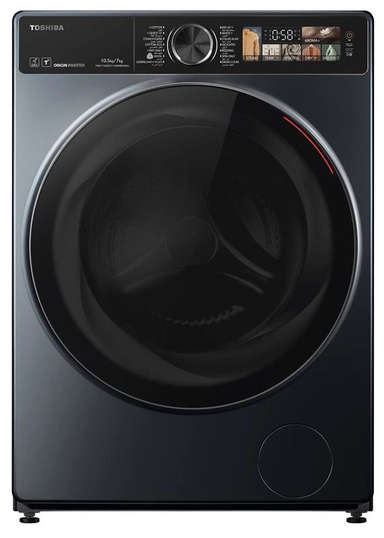 Toshiba Washing Machine Inverter, Front Load, With Dryer,10.5 KG, 14 Programs, Grey - TWD-T25BZU115MWBBMG