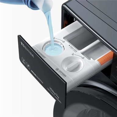 Toshiba Washing Machine Inverter, Front Load, With Dryer,10.5 KG, 14 Programs, Grey - TWD-T25BZU115MWBBMG