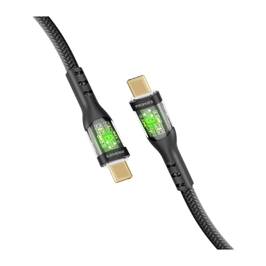 Promate 60W Ultra-Fast USB-C Transparent Cable 1.2m Black
