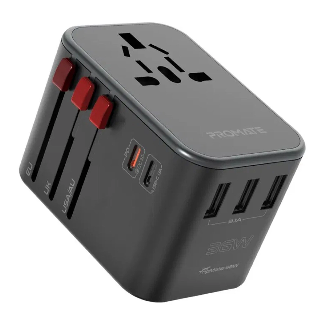 Promat Smart Charging Protect Universal Travel Adapter Black