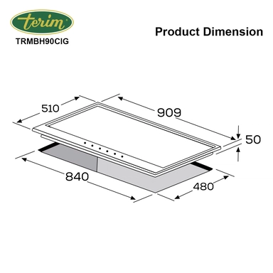 سطح تيرم 90.9 سم 5 عيون غاز استيل إيطالي زهر TRMBH90CIG