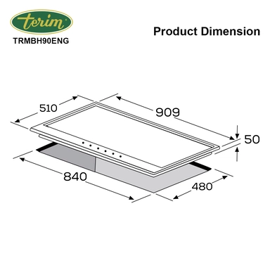 سطح تيرم 90.9 سم 5 عيون غاز استيل إيطالي إينامل TRMBH90ENG