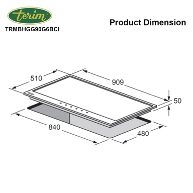 سطح تيرم 90.9 سم 6 عيون غاز إيطالي استيل زهر TRMBHGG90G6BCI