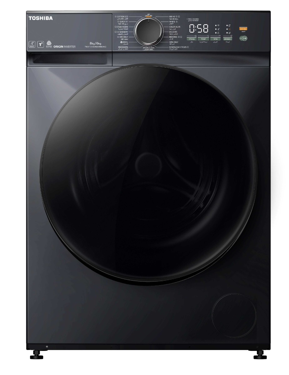 Toshiba Front Load Washing Machine, 8 kg, Grey, with Dryer, TWD-T21BU90UWBB(MG)