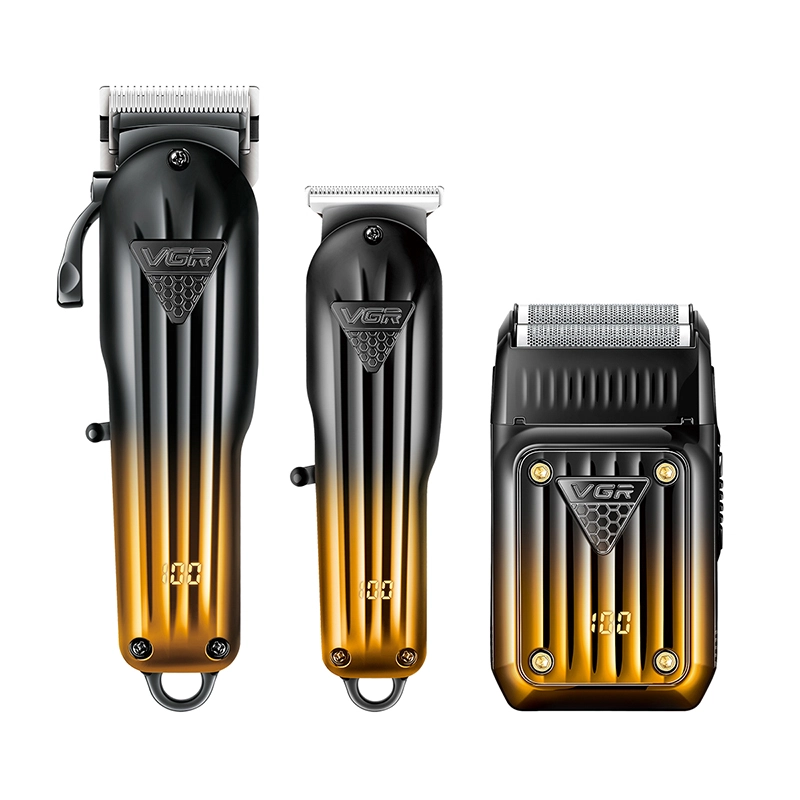 ماكينة قص الشعرVGR الاحترافية 3في 1، ماكينة تشذيب وحلاقة كهربائية للرجال، أسود/أصفر – V-644