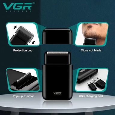 VGR Professional Electric Razor & Beard Trimmer, Dry, Black - V-390