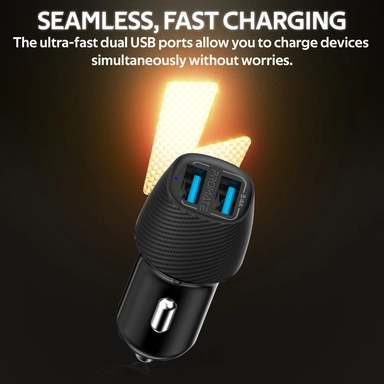 Promate 3.4A Car Charger With Dual USB Ports Black