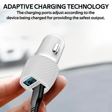 Promate 3.4A Car Charger With Dual USB Ports White