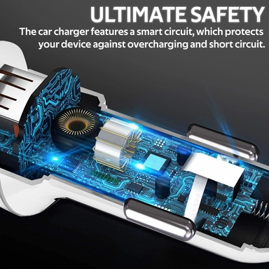 Promate 3.4A Car Charger With Dual USB Ports White