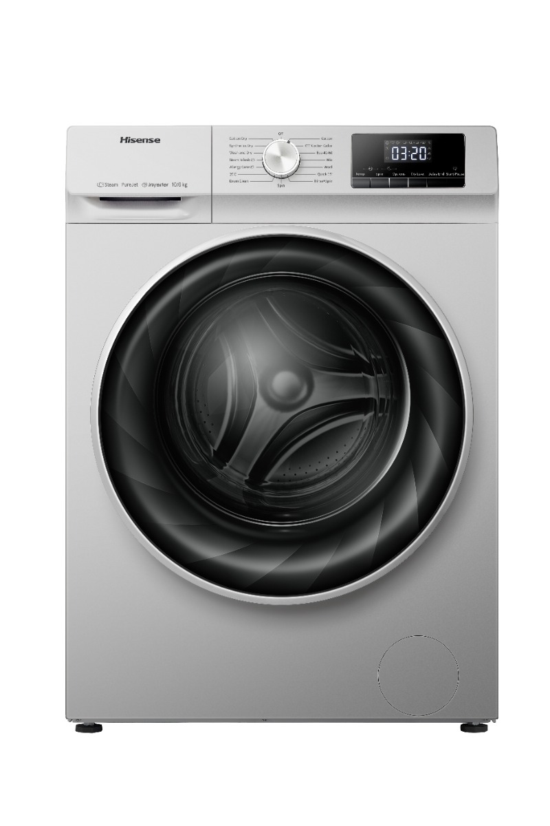Hisense washing machine, front load, 10 kg, 15 programs, 1400 cycles, 100%, WD3Q143BS