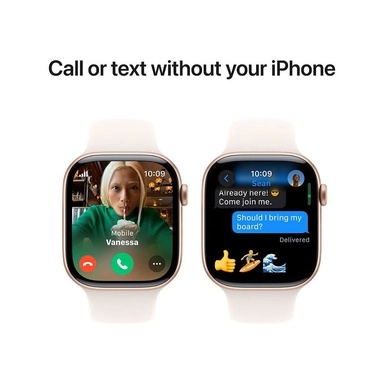 ابل، ساعة الجيل العاشر، جي بي اس، خاصية الاتصال، 42 ملم، غطاء ألمنيوم وردي ذهبي مع سوار وردي فاتح رياضي، صغير/متوسط