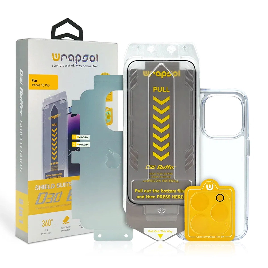 Wrapsol Full Premuim Package Protection iPhone15 Plus clear 