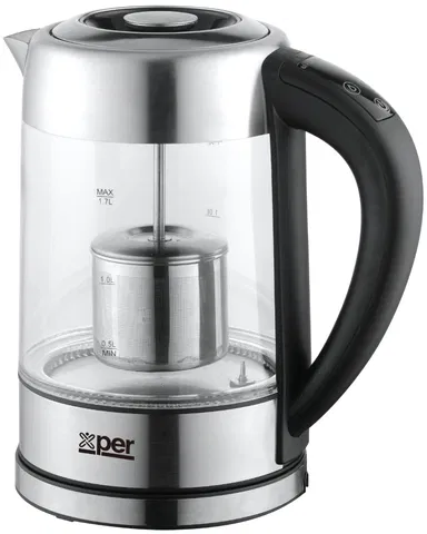 غلاية ماء اكسبير زجاج لمس مع فلتر 2200 واط 1.7 لتر XPKDF-GM23