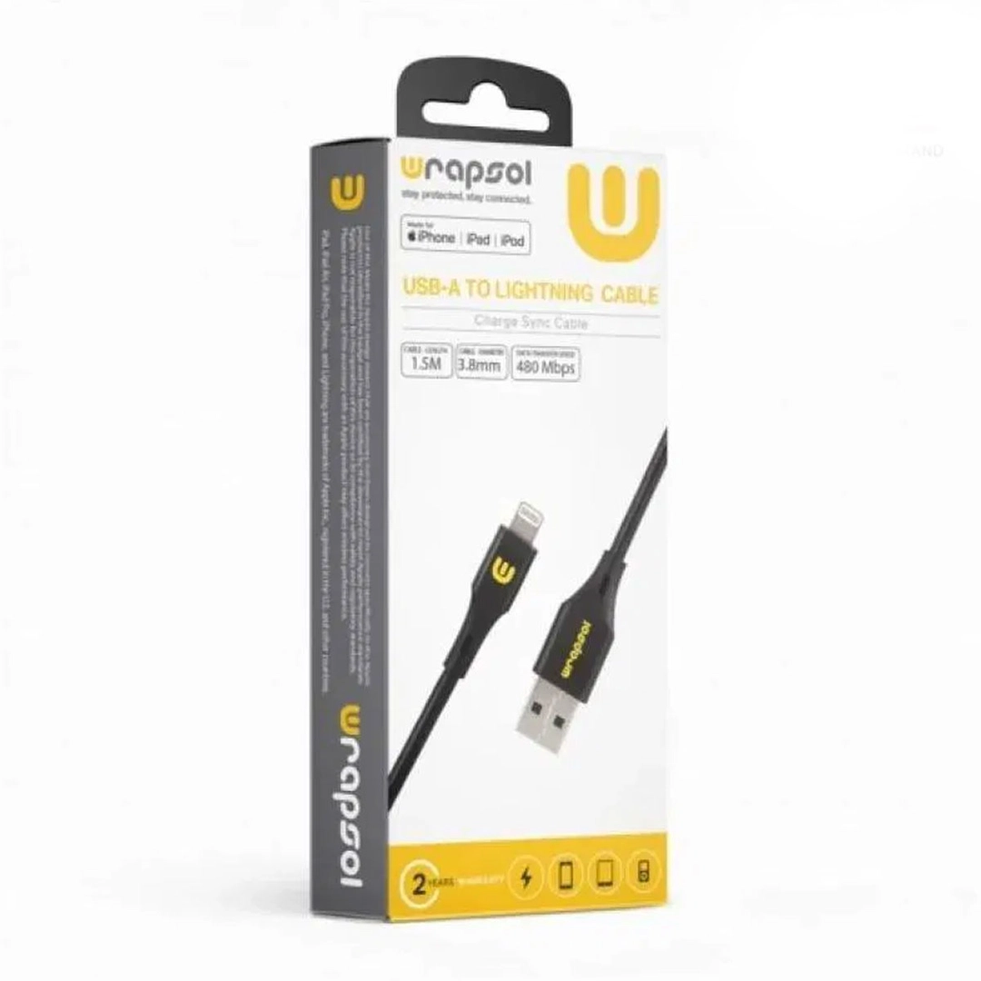 Wrapsol USB -C to lightning 30W PD Maglion Nylon 1M Black 
