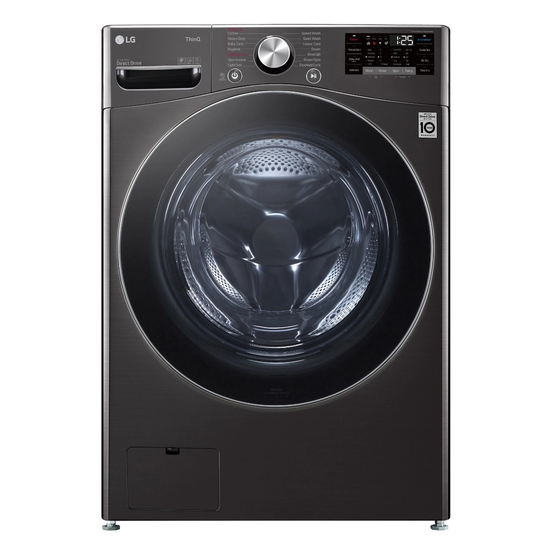 LG 21 kg Front Load Washing Machine, Black Steel, 100% drying, WS2112BST