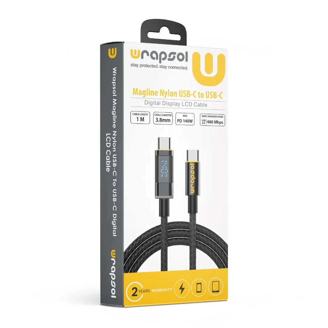 Wrapsol Type-C To Type-C Lightning 140W 1 meter Black