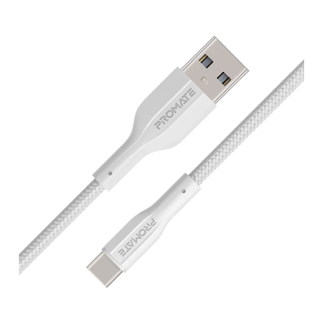 بروميت USB-A إلى USB-C كابل بيانات وشحن 1 متر، أبيض