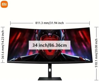 شاشة ألعاب منحنية شاومي WQHD، مقاس 34 بوصة، معدل تحديث 180 هرتز، 1 مللي ثانية، أسود - G34WQi