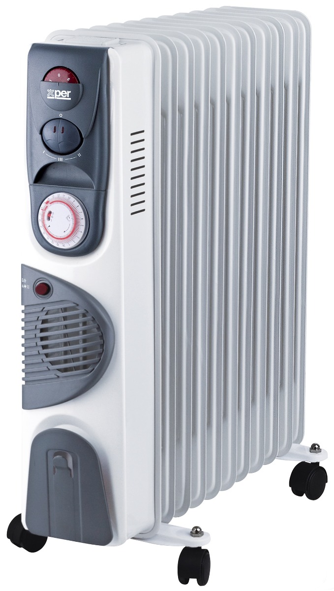Xper Oil Heater 11 Fins, 2400 Watts, With Timer And Fan, XP24-11WOF-W23