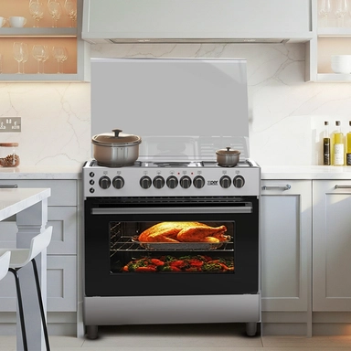 Xper oven 89.8 * 59.5 cm 4 gas + 2 electric Turkish steel, XP990GEEN