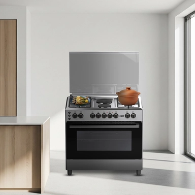 Xper oven 89.8 * 59.5 cm 4 gas + 2 electric Turkish steel, XP990GEEN